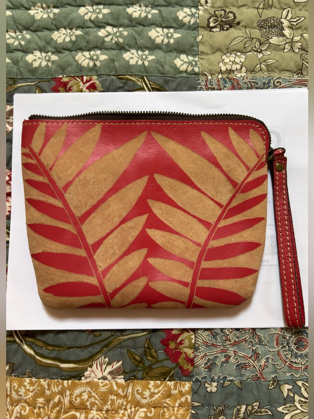 Patricia Nash "Baku" Cuban Carved Leather Wristlet EUC